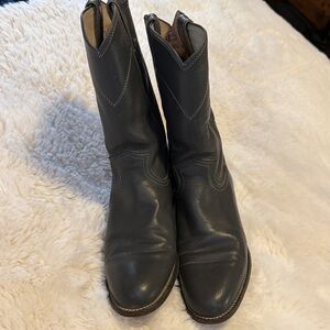 Justin Boots Black Leather Combat & Moto Boots